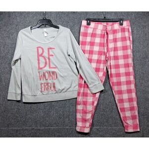 FRENCH AFFAIR‎ Be Wonderful Long Sleeve Top AND Joggers Plaid Pattern Size XL